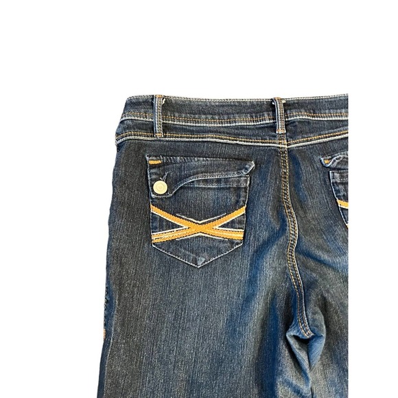 Ana A New Approach Stretch Denim Blue Jeans 16 Embroidered Pockets Straight Leg - Picture 7 of 8